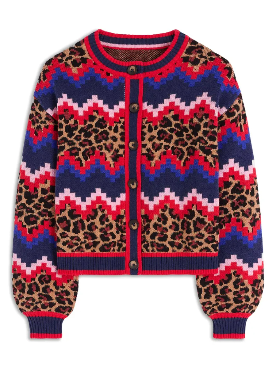 Mixed Print Jacquard Cardigan