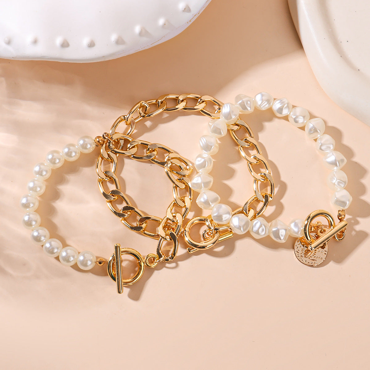 Multi-layered Gold Chain Bracelet Set