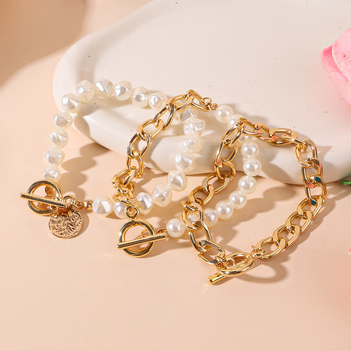 Multi-layered Gold Chain Bracelet Set