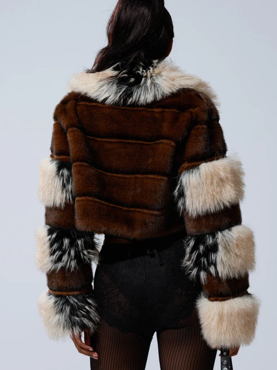 Portia Cropped Faux Fur Jacket