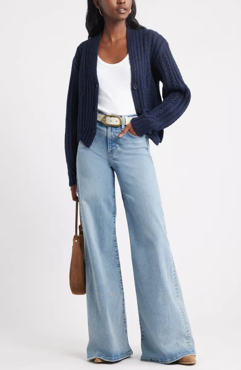 Chevron Hem Cable Cardigan
