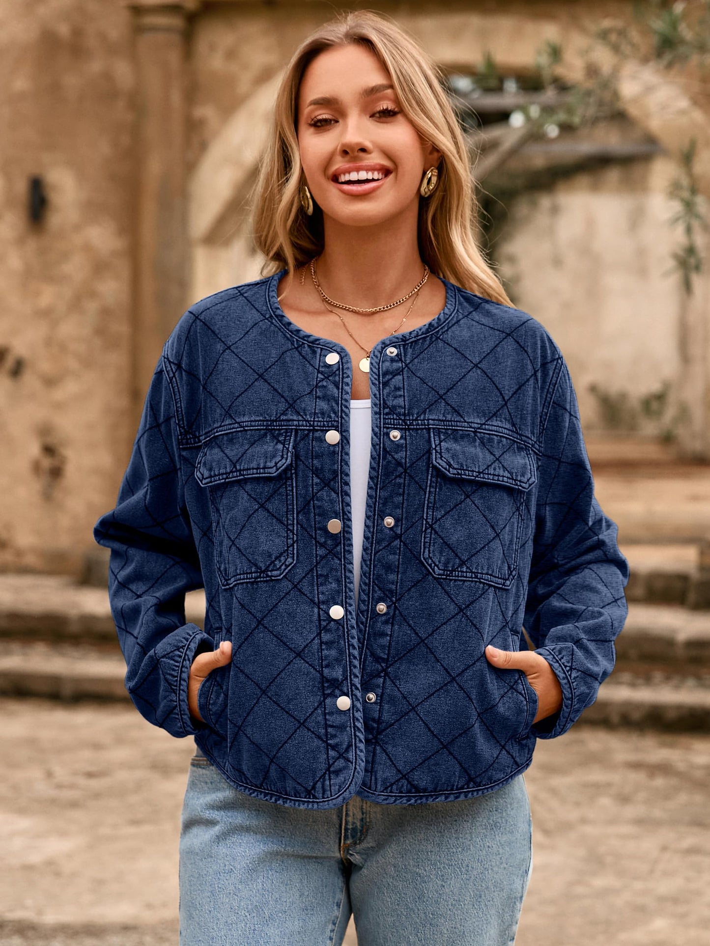Denim Long Sleeve Button Down Coats