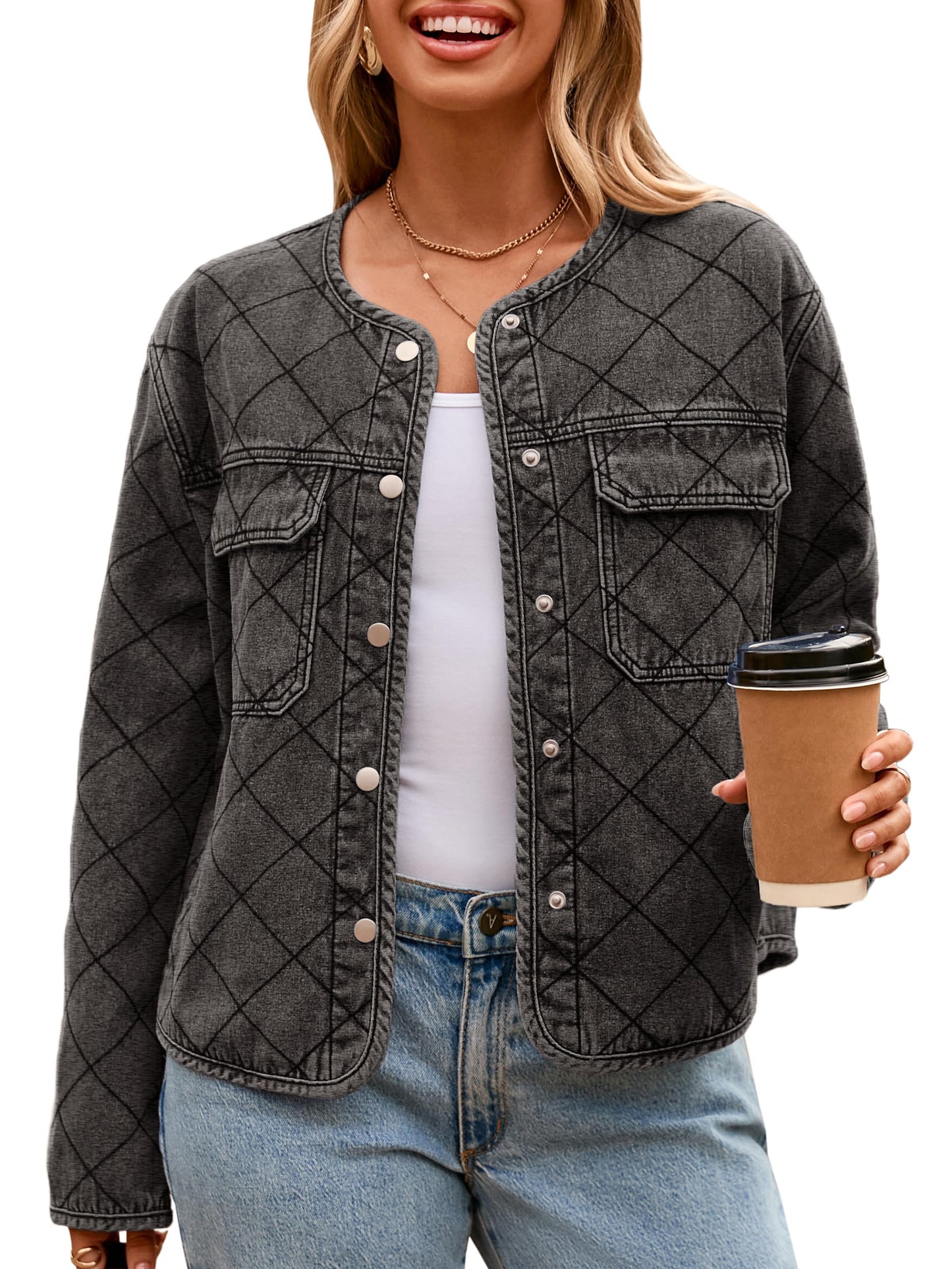 Denim Long Sleeve Button Down Coats