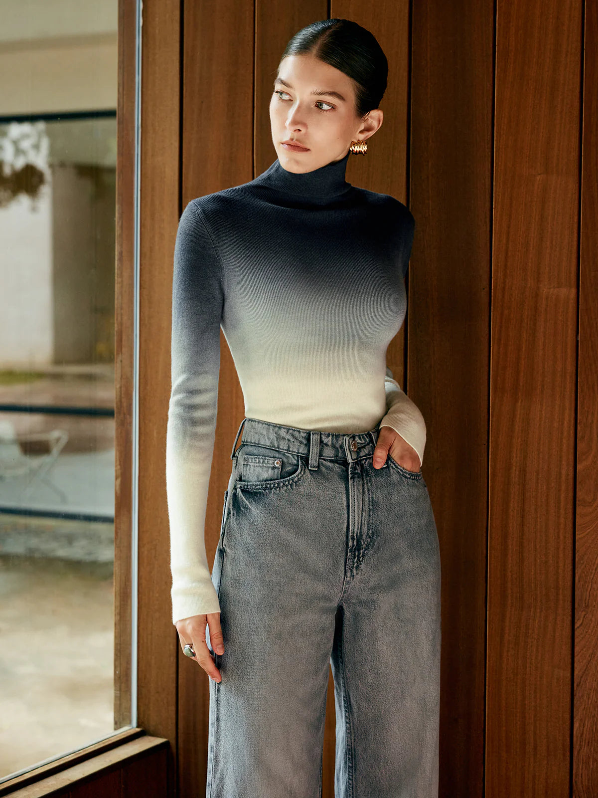 Wool-Blend Slim Knit Top