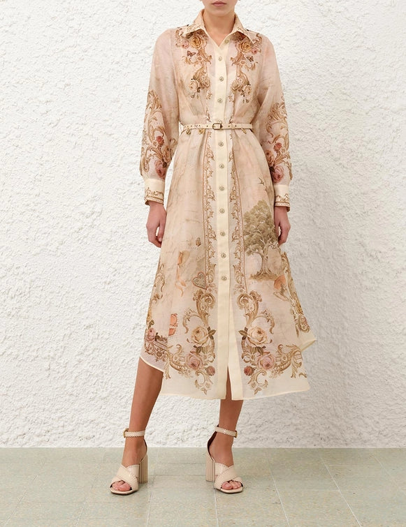 The Silk Buttoned Midi Dress