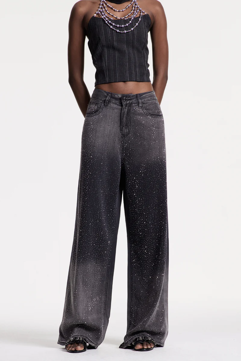 Black Rhinestone Hayley Jeans