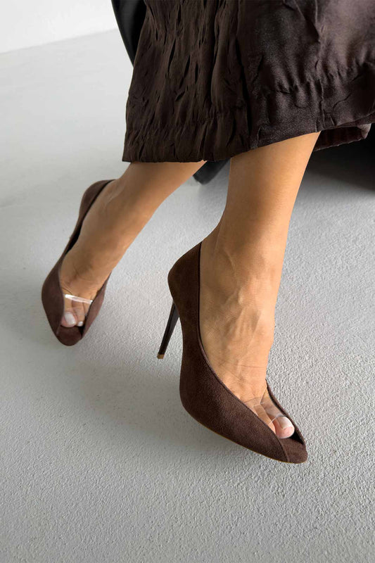 Women's Clear PVC Peep Toe Pointed Toe Stiletto High Heel Pumps