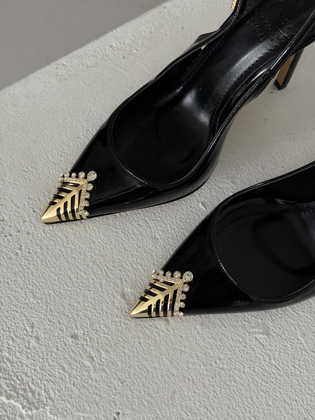 Women's Stiletto Heel Pumps - Luxury Rhinestone & Metal Cap Toe