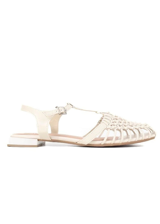 Women's Summer Braided Closed-Toe T-Strap Flat Sandals