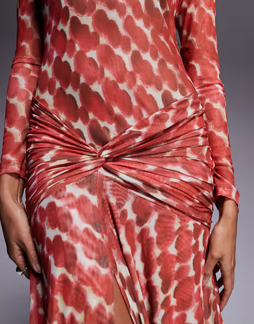 Mesh Long-Sleeve Dress