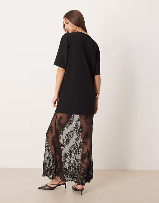Gina Tricot T-Shirt Lace Maxi Dress