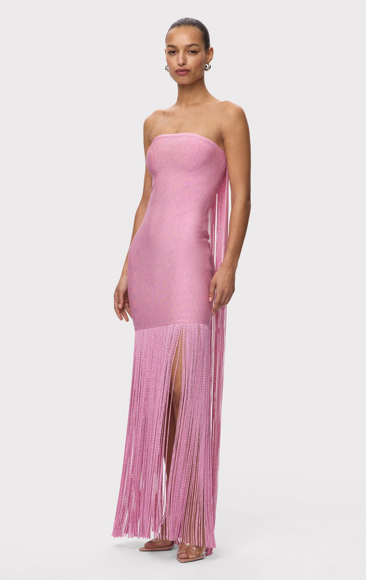Strapless Fringe Maxi Dress