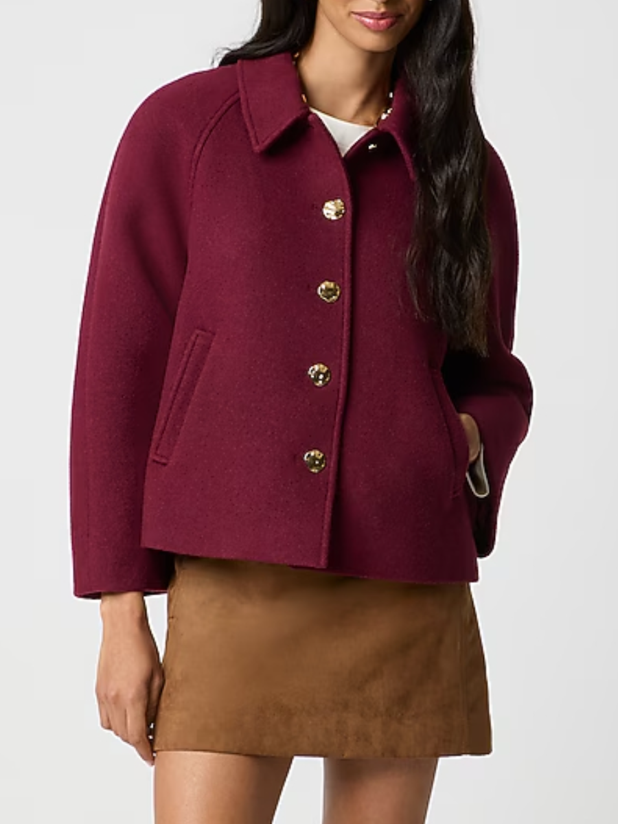 Cropped Wool-blend Swing Coat