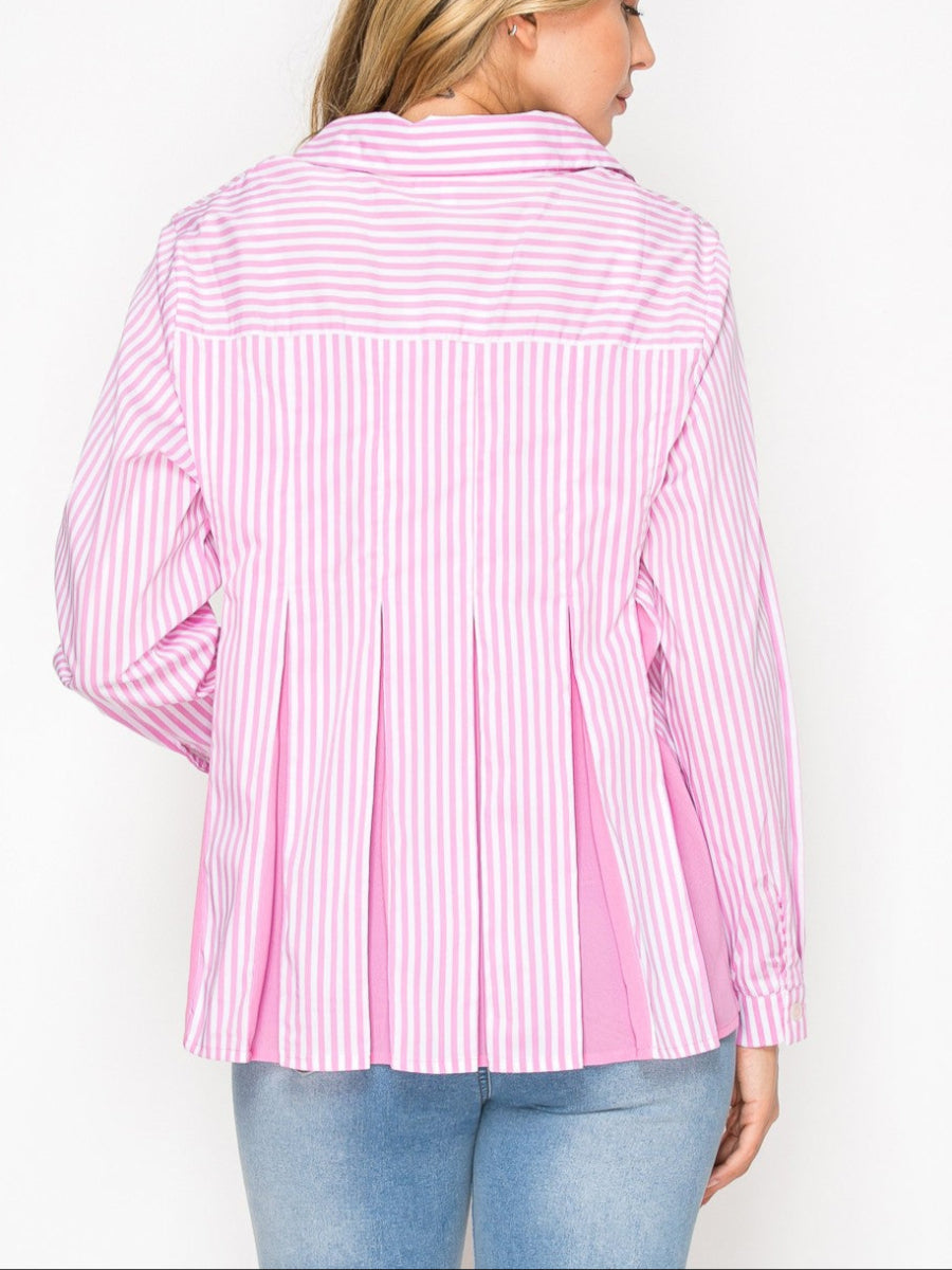 Pink Striped Shirt Top