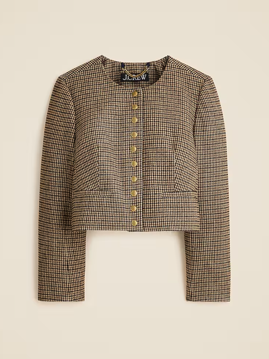 Houndstooth Wool Blend Lady Jacket