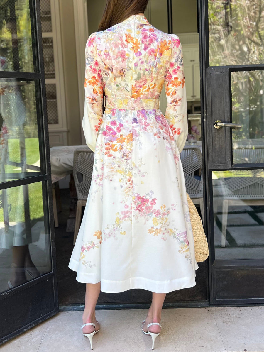 The Floral Buttoned Midi Dress