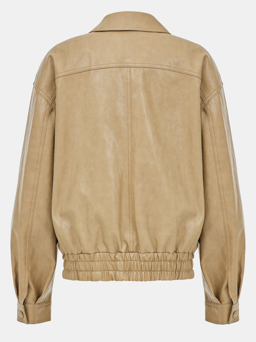 Faux-Leather Bomber Jacket