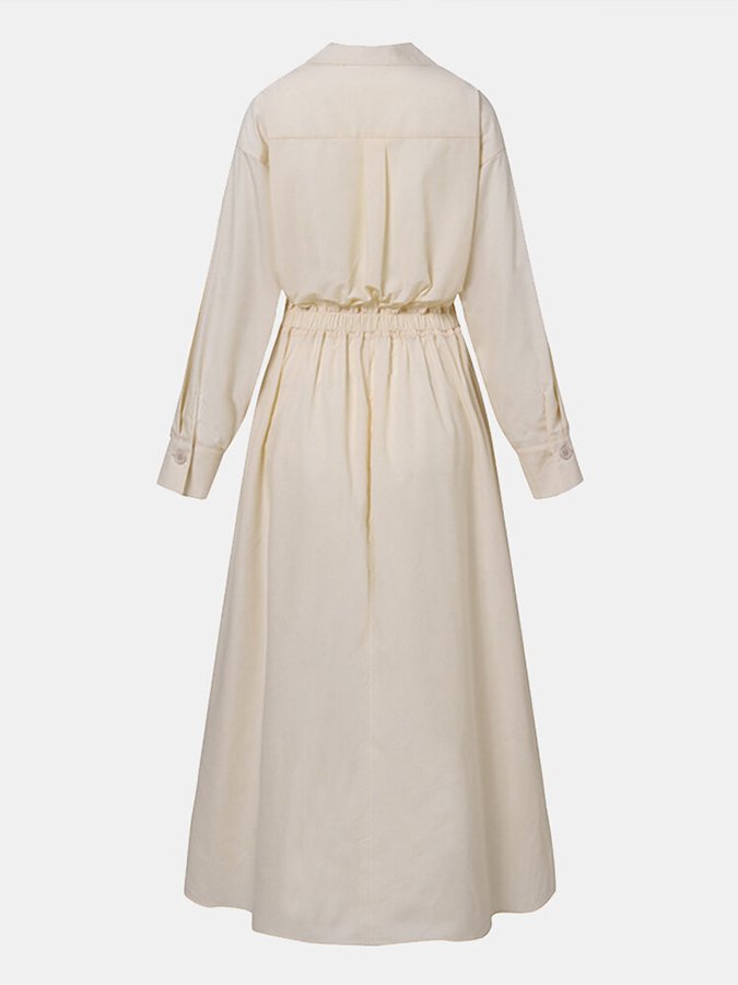 Black Fold Over Collar Side Pocket Maxi Dress