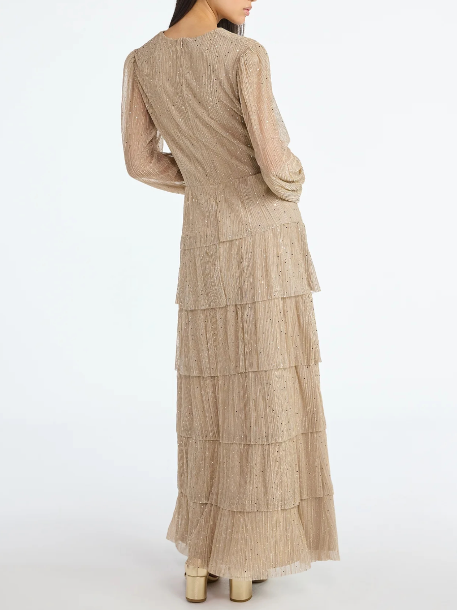 Women's Glitter Ruffle Maxi Dress