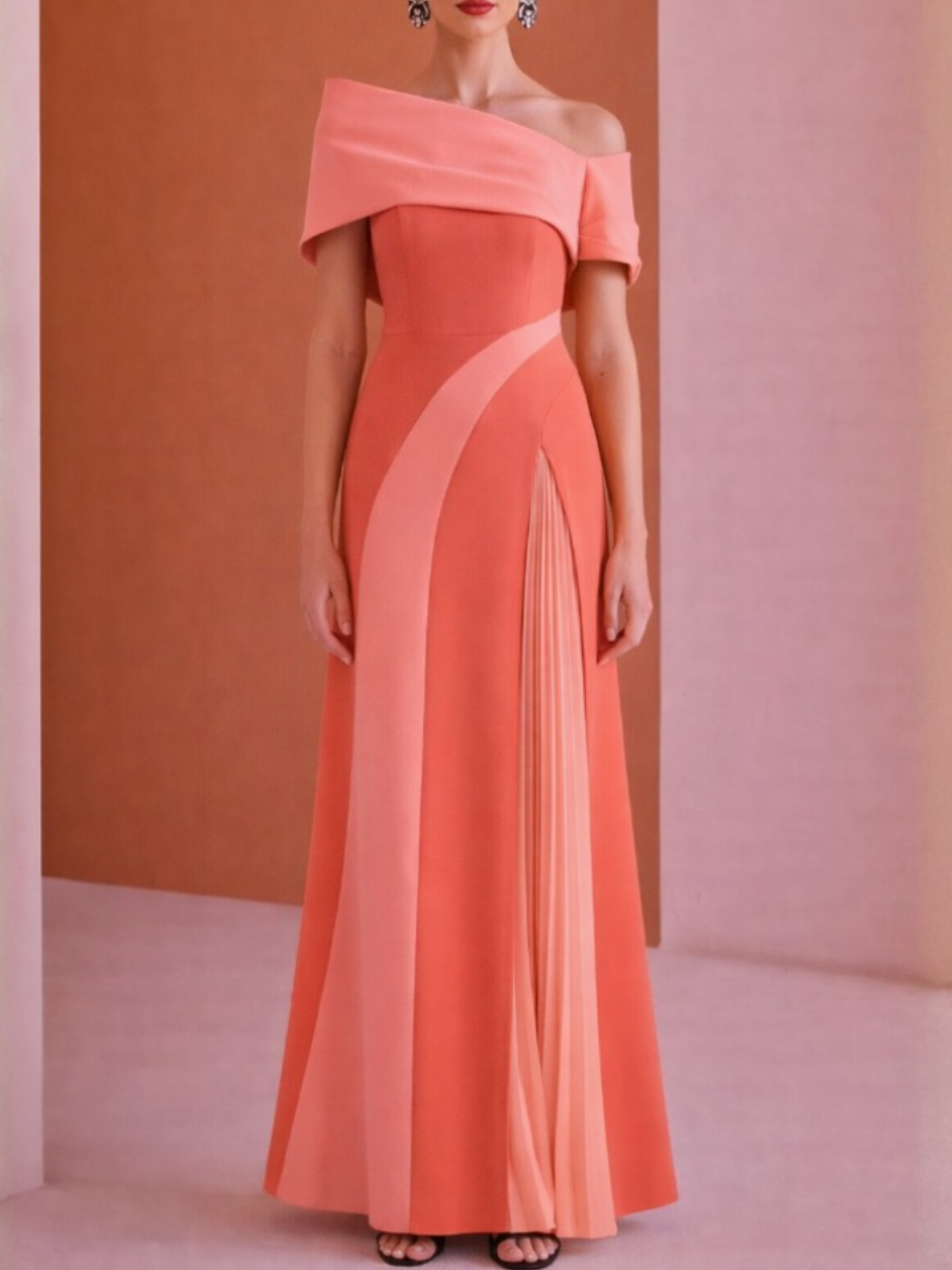 Elegant Off-Shoulder Pleated Dress