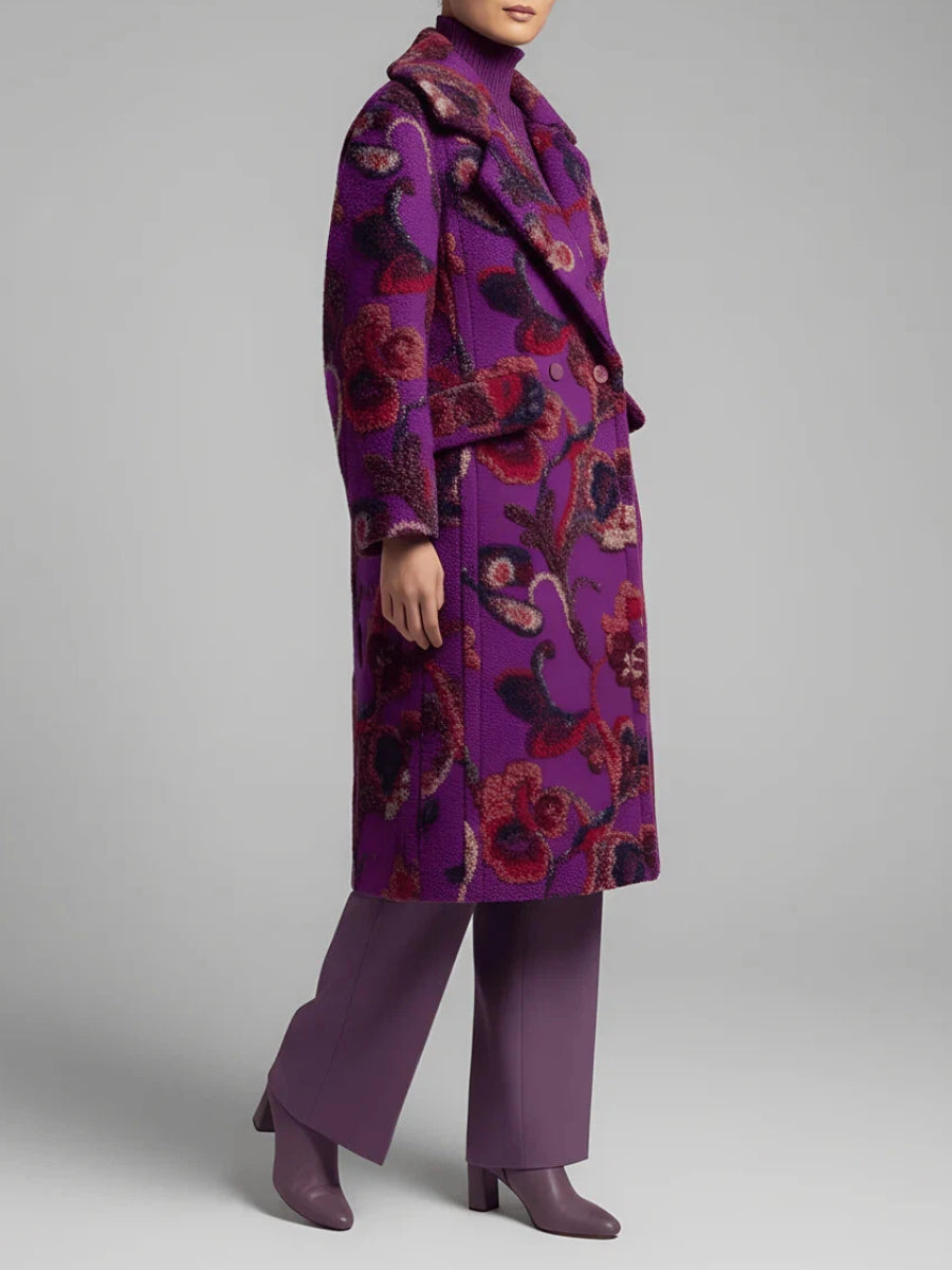 Wide Lape Printed Long Coat