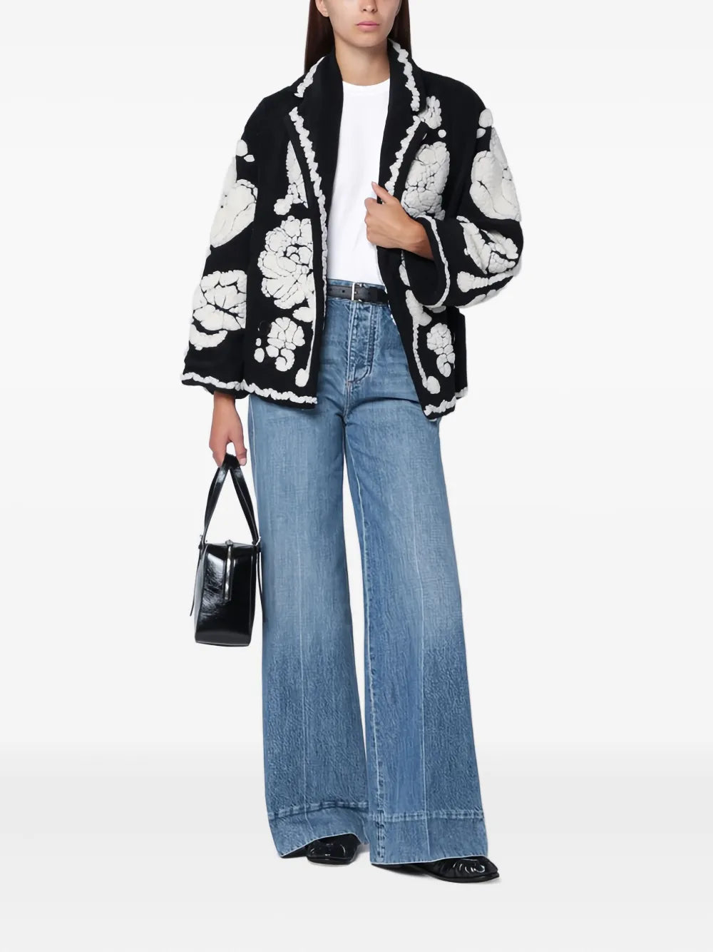 Floral-arabesque Single-breasted Jacket