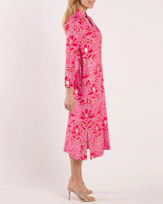 V-neckline 3/4 Sleeves Cotton Dress