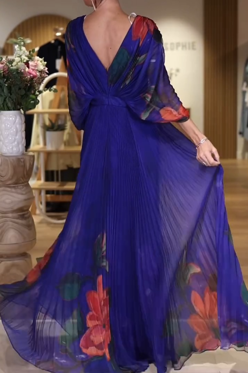 Elegant V-neck Chiffon Maxi Dress
