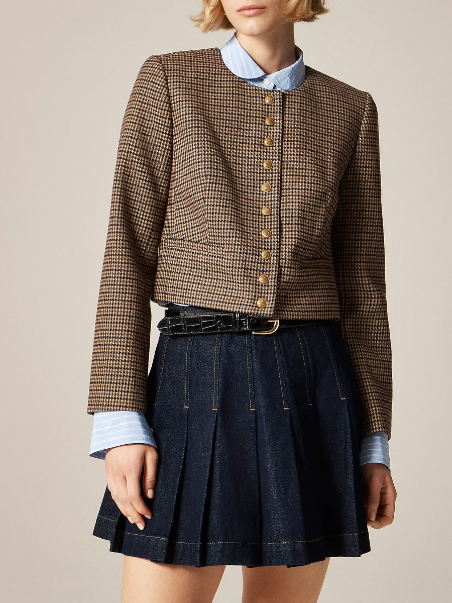 Houndstooth Wool Blend Lady Jacket
