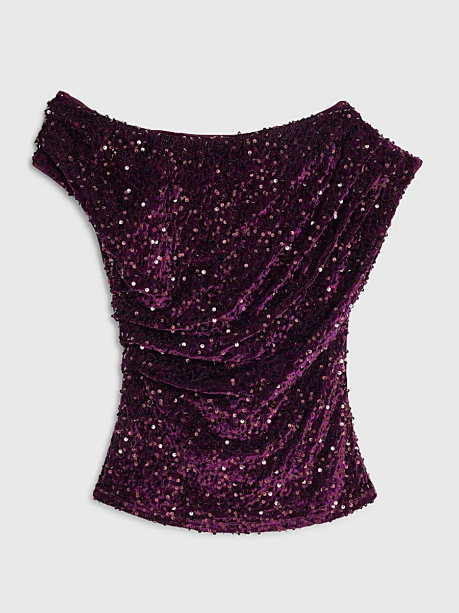 Velvet Sleeveless Sequin Drape Top and Trousers Set