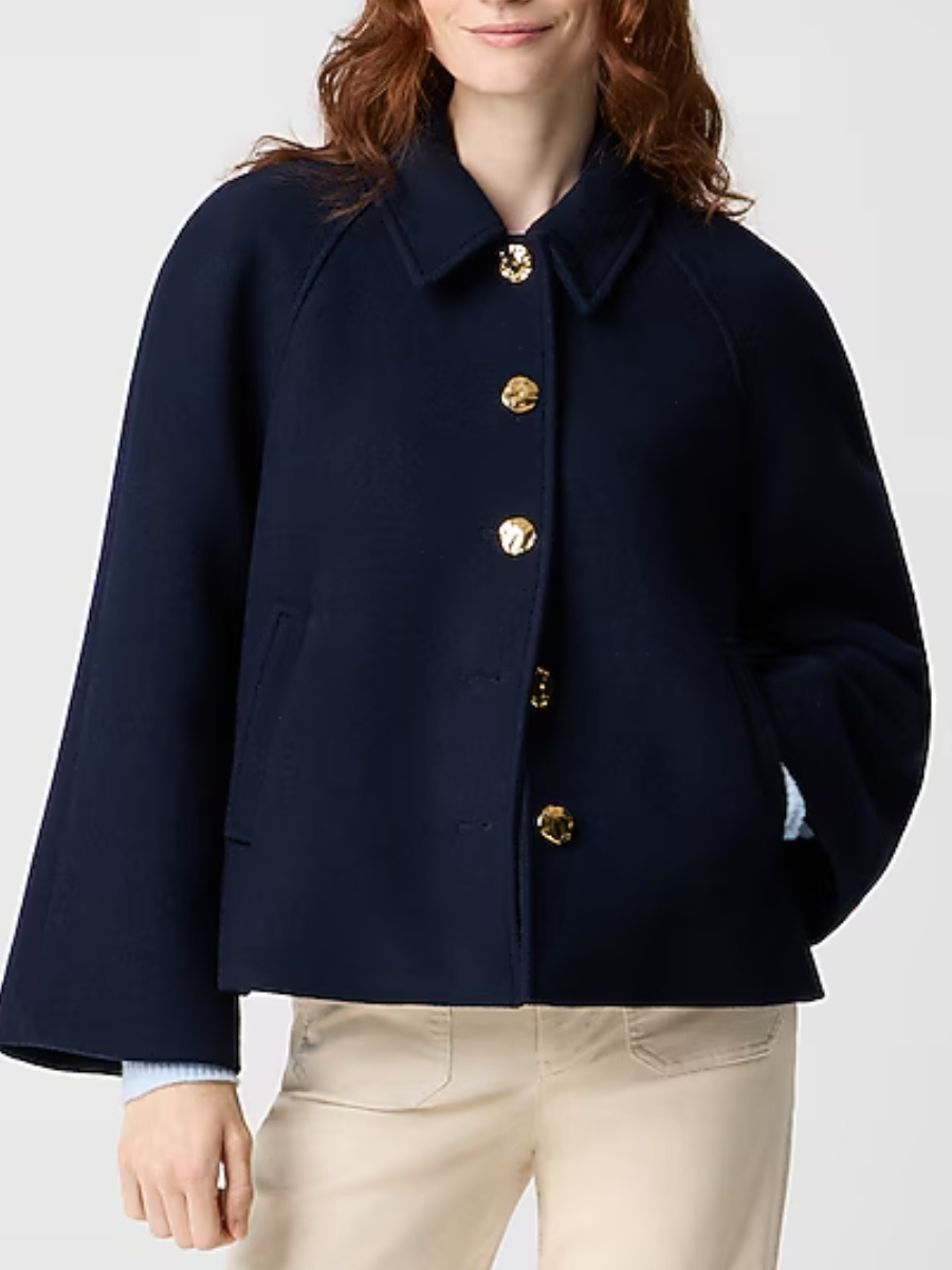 Cropped Wool-blend Swing Coat