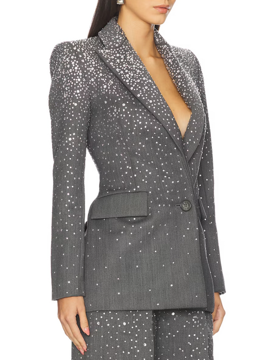 Crystal Embellished Fitted Blazer & Trousers
