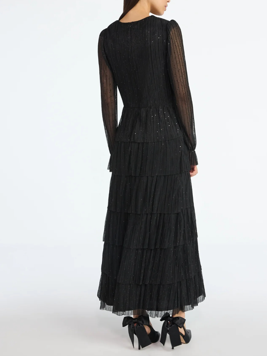 Women's Glitter Ruffle Maxi Dress