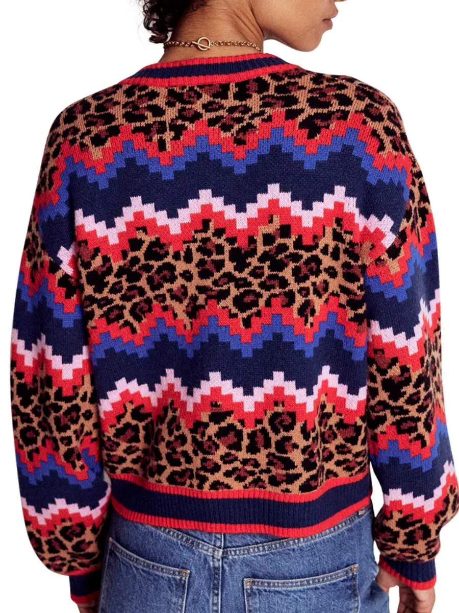 Mixed Print Jacquard Cardigan