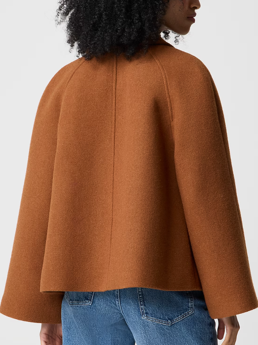 Cropped Wool-blend Swing Coat