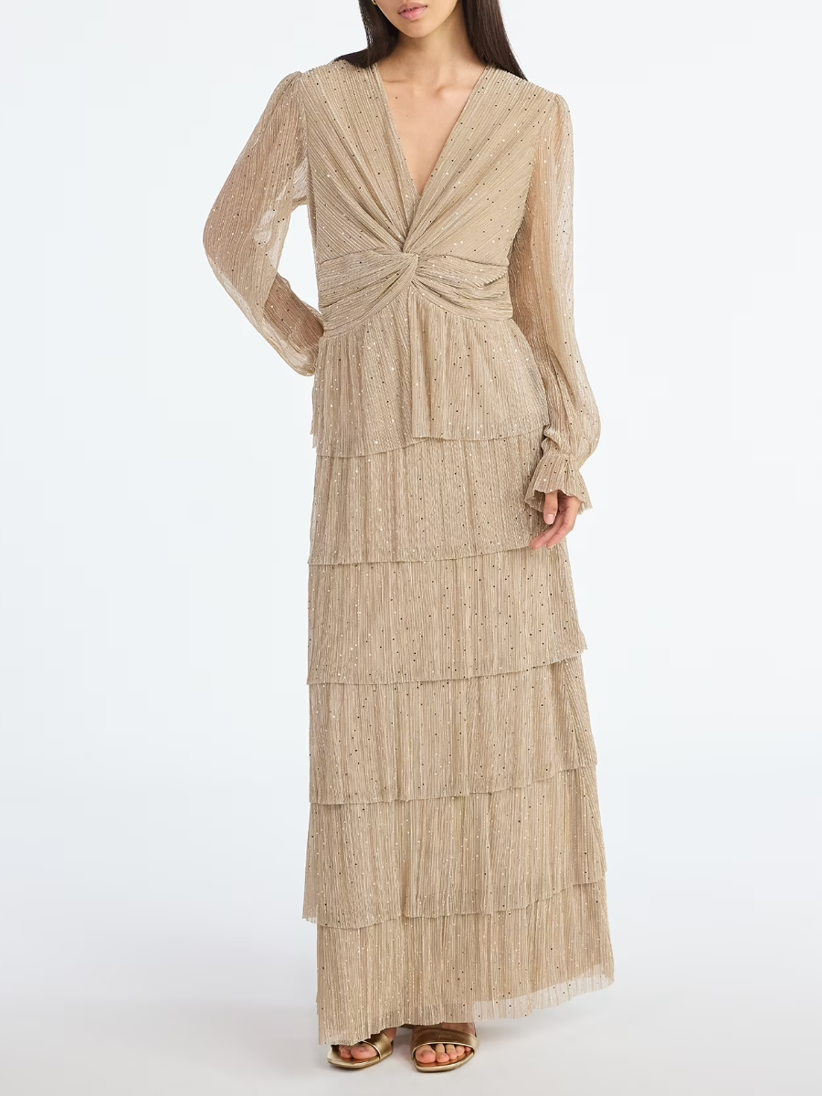 Women's Glitter Ruffle Maxi Dress