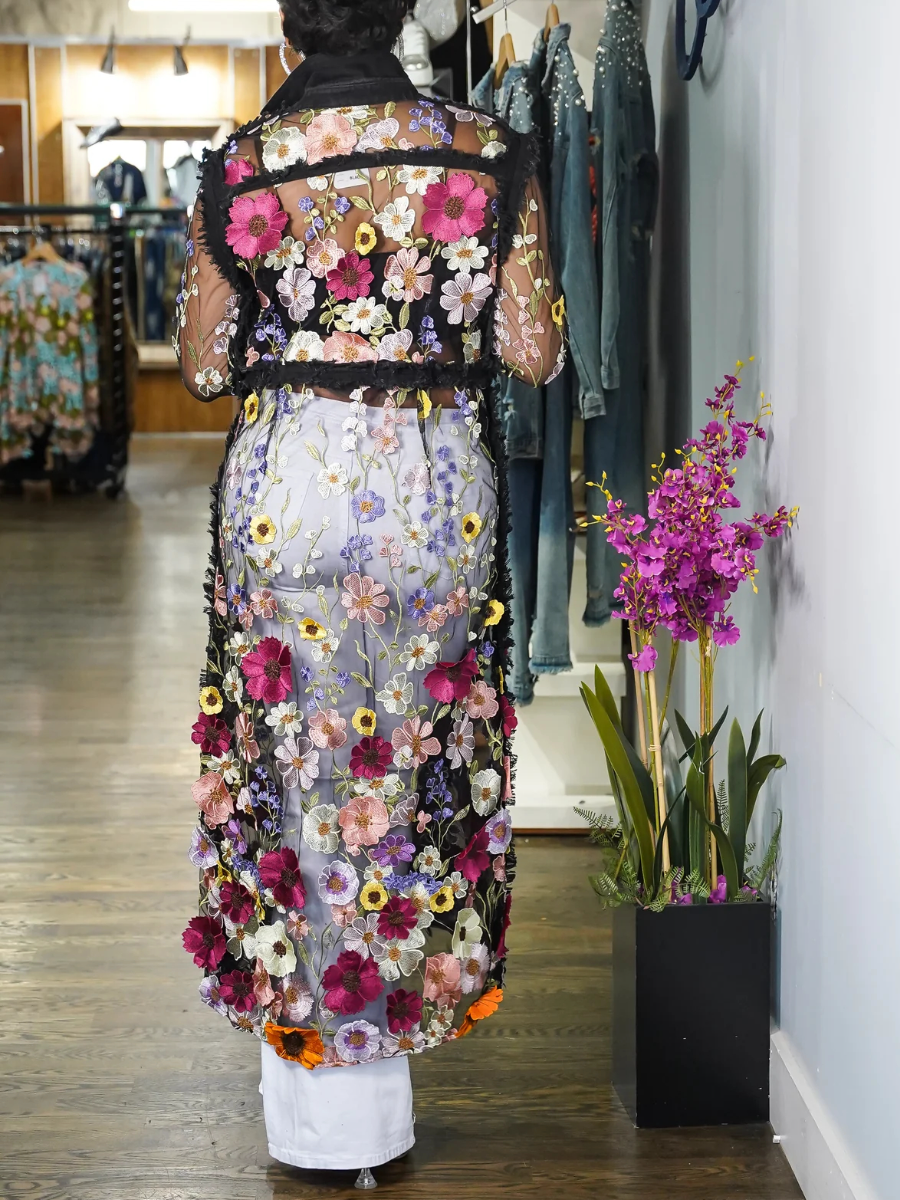 Flower Petal Denim Long Jacket