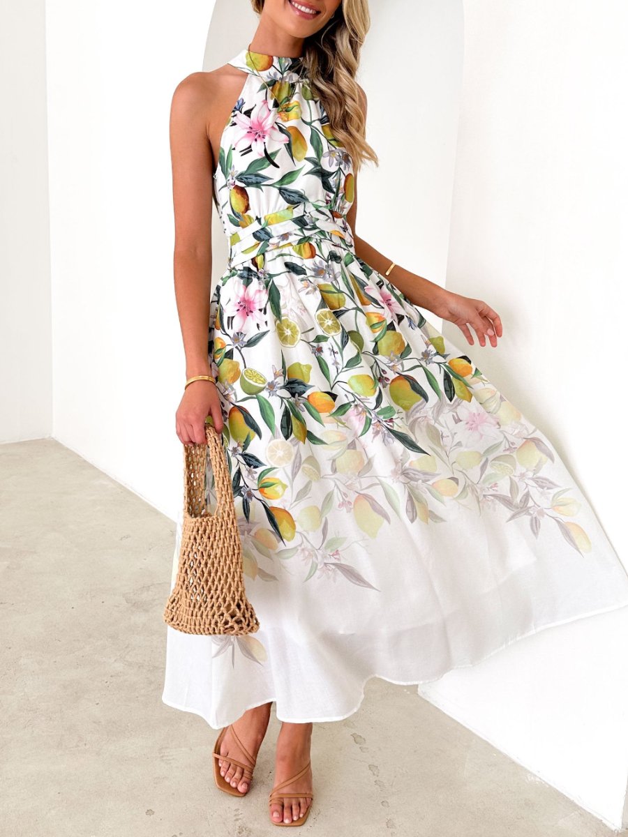 Neck Hanging Printed Dress