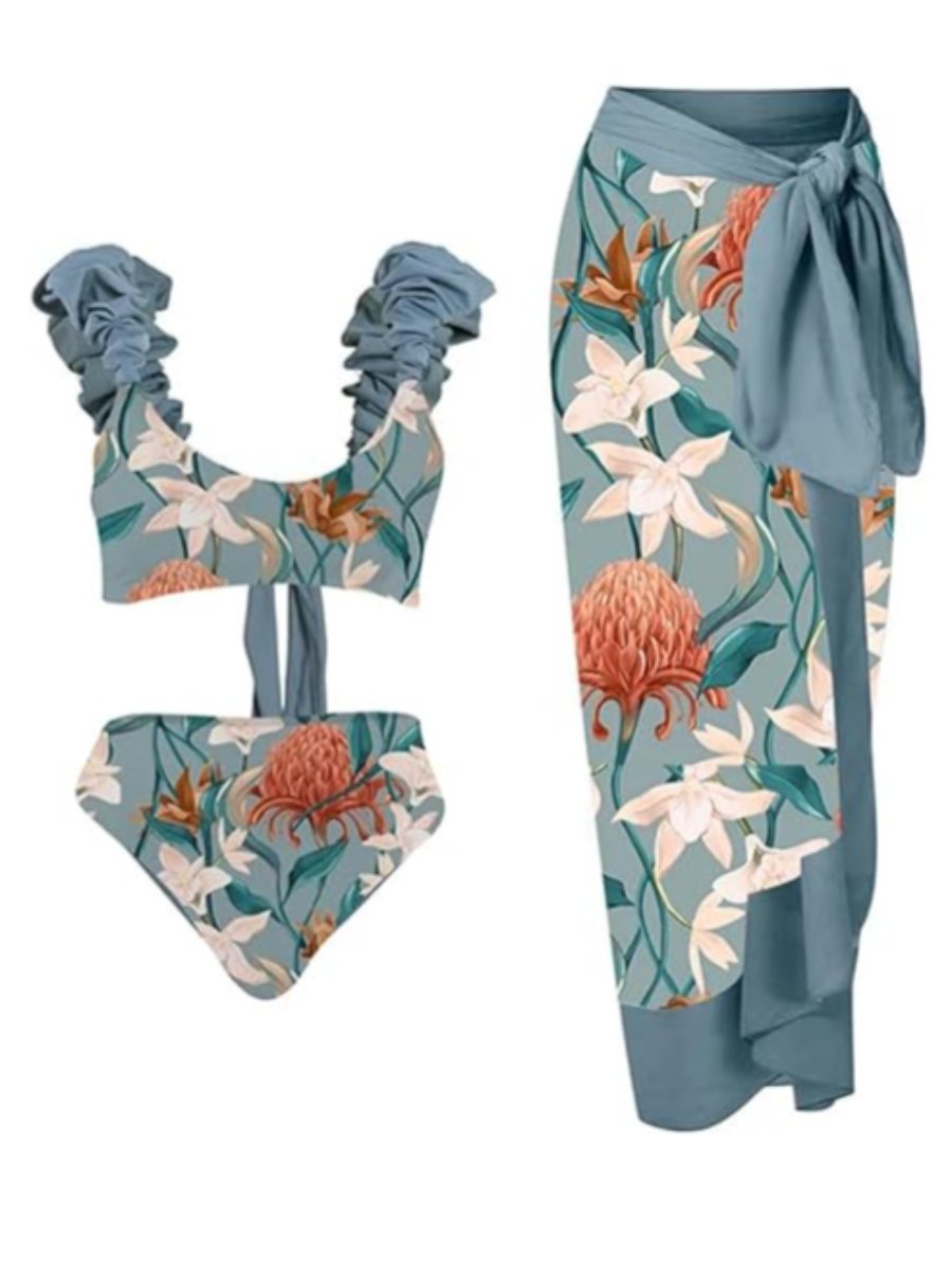 Floral Print Two Piece Bathing Suits