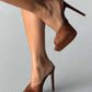 Women's Brown Suede Peep Toe Platform Heels
