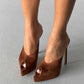 Women's Brown Suede Peep Toe Platform Heels