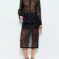 Sequin Sheer Blouse and Midi Skirt Set