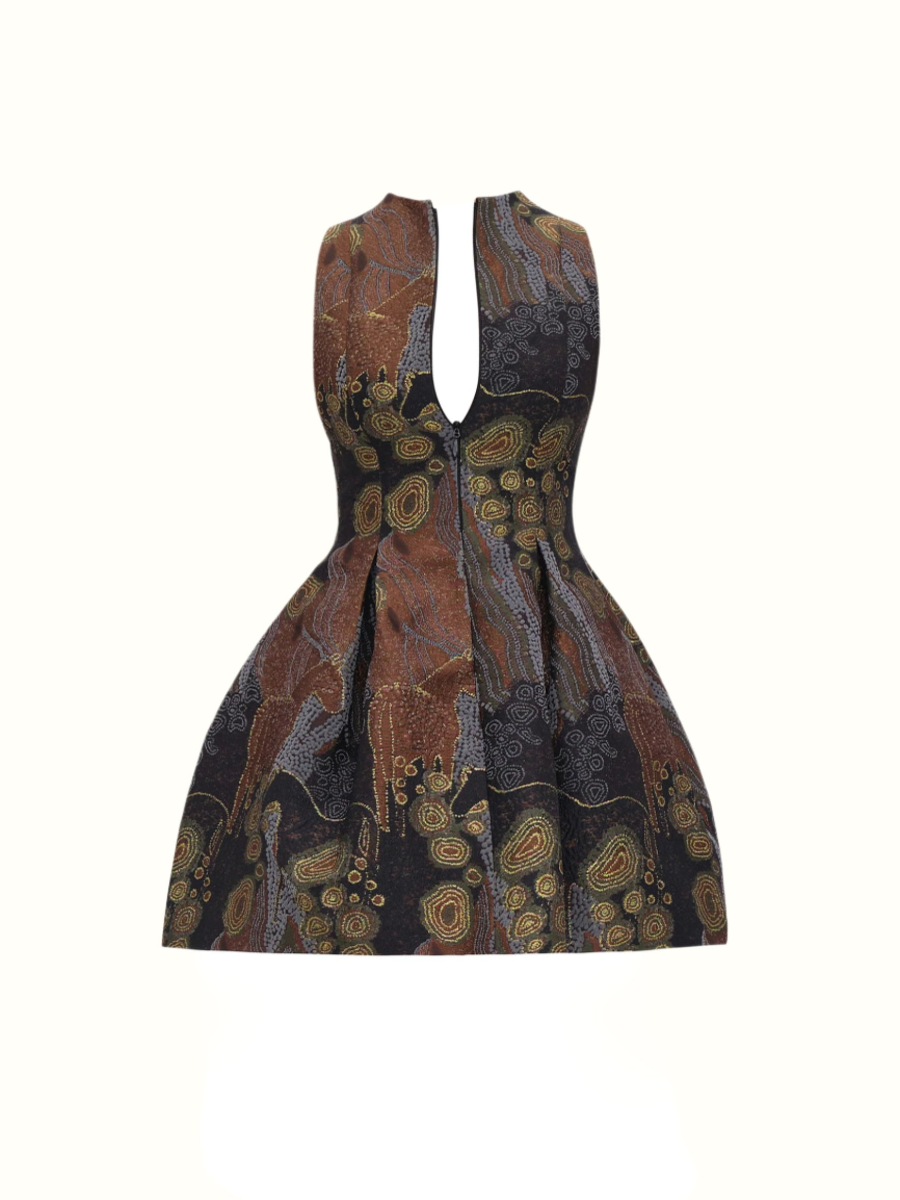 Floral Jacquard Sleeveless Mini Dress