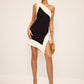 Color Block One-Shoulder Knit Dress