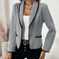 Grey Long Sleeve V-Neck Outerwear