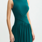 Sleeveless Feminine Ruched Asymmetrical Hem Dress