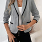 Grey Long Sleeve V-Neck Outerwear