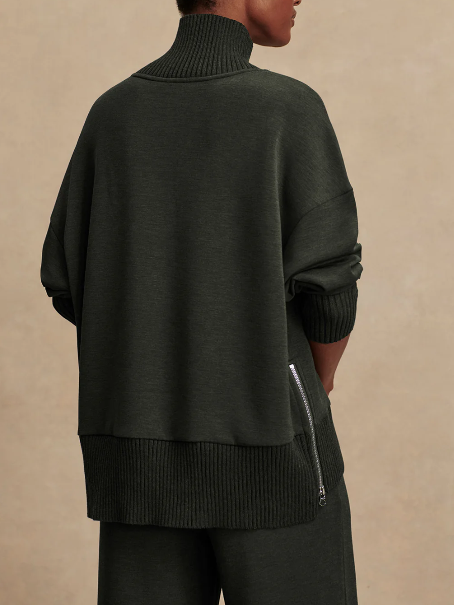 High-Neck Side Zipper Sweatshirt and Pants Set