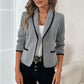 Grey Long Sleeve V-Neck Outerwear