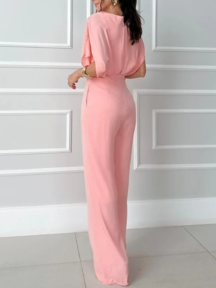 Elegant V-Neck Chiffon Jumpsuit